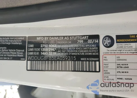 2014 Mercedes-Benz S 550 4Matic from USA, damaged, VIN WDDUG8FB5EA059315